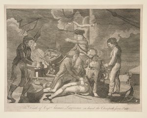 James Lawrence kapitány halála a Chesapeake fedélzetén, 1813. június 1. alkotó: Ralph Rawdon
