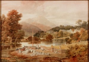 A Slate Wharf, Brathay (ceruza és akvarell papíron) alkotó: Ramsay Richard Reinagle