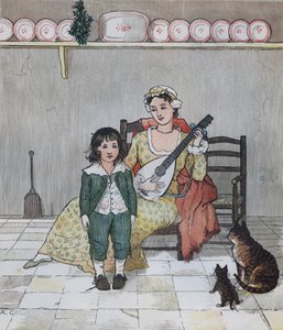 Oliver Goldsmith elégia egy veszett kutya haláláról. Bill Primrose mester a történet eléneklésére készül. Illusztráció: Randolph Caldecott alkotó: Randolph Caldecott