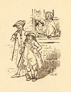 A bámészkodók nézik, ahogy John Gilpin vágtat mellette, 1878, 1918. alkotó: Randolph Caldecott