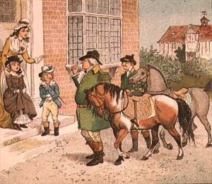 Illusztráció a kakaslovaglástól a Banbury Crossig (lovakat hozni a gyerekeknek) alkotó: Randolph Caldecott