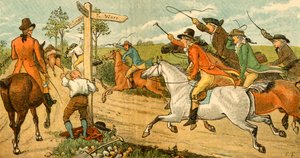 John Gilpin a csavargó lován, akit a járókelők üldöznek, 1878, c1918. alkotó: Randolph Caldecott