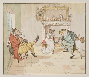 "Imádkozz, Mr. Frog, adsz nekünk egy dalt?", a The Hey Diddle Diddle Picture Book-ból, 1882. évi publikáció (színes metszet) alkotó: Randolph Caldecott