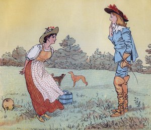 Akkor nem vehetlek feleségül, szép szobalányom! Illusztráció: Randolph Caldecott a Nursery Rhyme "The Milkmaid" című dalához.