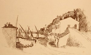 helyi francia halászfalu Dél-Franciaországban c1884 alkotó: Randolph Caldecott