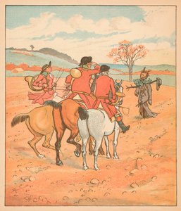 ...az első dolog, amit találtak, egy rongyos boggart volt egy mezőn..., 1880. alkotó: Randolph Caldecott