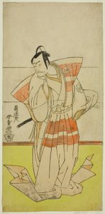 I. Nakamura Nakazo színész Kudo Suketsune szerepében az Edo no Fuji Wakayagi Soga című darabban, a Nakamura Színházban az első hónapban, 1789 alkotó: Rantokusai Shundo
