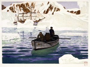 Charcot és a Miért Pas au Pôle legénysége – Dugardier rajza, Paul Chack „Les belles cruisières francaises” című könyvében, Librairie de la Revue Française, Párizs