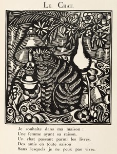 A macska, illusztráció a "Bestiárium vagy Orfeusz vonulása" című könyvből. alkotó: Raoul Dufy