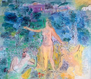 A Szajna folyása: Rouentől Le Havre-ig, triptichon bal oldali táblája (olaj, vászon) alkotó: Raoul Dufy