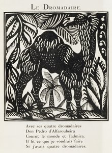 A dromedár, illusztráció a "Bestiárium vagy Orfeusz vonulása" című könyvből. alkotó: Raoul Dufy