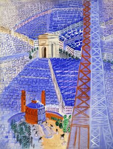 Az Eiffel-torony tervezete a Beauvais-i kárpithoz; La Tour Eiffel, Projet pour la Tapisserie de Beauvais, 1929-1930 körül (gouache, papír) alkotó: Raoul Dufy