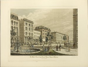 La Salle Street a Court House Square-ről, Chicagóból, 1865-ben