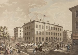 N.W. A chicagói Dearborn és Monroe utca sarka, az 1865-ös postaépület bemutatásával