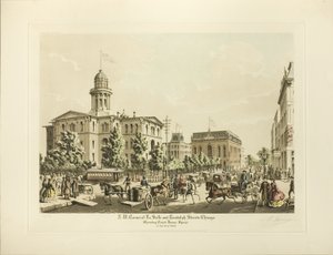 N. W. Corner of LaSalle and Randolph, Chicago, a Court House Square látható 1864-ben