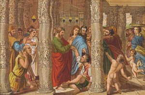 A sánta gyógyítása (színes litográfia) alkotó: Raphael (1483-1520) (after)