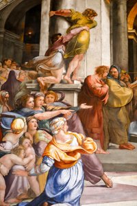 Heliodorus kiűzése a templomból, részlet. 1511-1512 (freskó) alkotó: Raphael