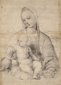 Gránátalma Madonna, 1504 körül (fekete-szürke kréta) alkotó: Raphael