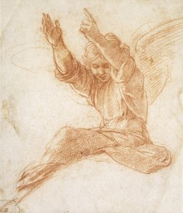 Angyal (piros kréta törtfehér papíron) alkotó: Raphael