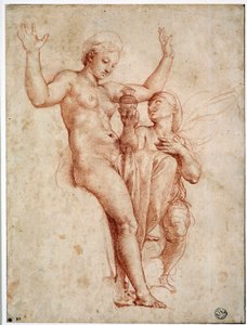 Psyche bemutatja Vénusznak a Styx vizét. Raffaello Sanzio dit Raphael (1483-1520) a la sanguine rajza