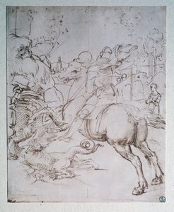Szent György és a sárkány – Rajz, 1505 körül alkotó: Raphael