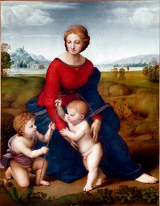 A Szűz a prérin vagy a Belvedere Madonna Rafael festménye (Raffaello Sanzio 1483-1520) 1506 V. 113 X 88 cm Bécsi Kunsthistorisches Museum alkotó: Raphael