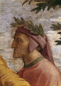 Vita. Részlet: Dante Alighieri freskó a Stanza della Segnaturában, kb. 1510-1511. alkotó: Raphael