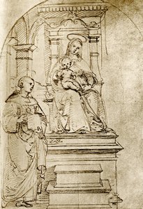 A trónra emelt Madonna alkotó: Raffaello Sanzio Raphael