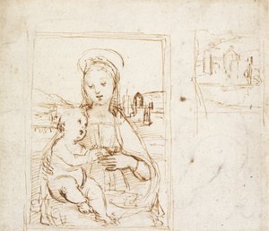 Tanulmány a Szűz és a Gyermek képéhez, c1500-1504 alkotó: Raphael