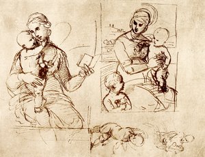 Két Madonna-tanulmány alkotó: Raffaello Sanzio Raphael