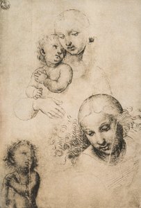 Tanulmány egy Madonnának és Gyermeknek, Raffaello Sanzio rajza. Rajzok és nyomatok kabinetje, Uffizi Galéria, Firenze alkotó: Raffaello Sanzio Raphael