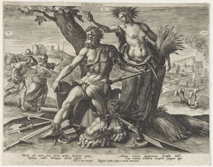Koleris temperamentum (cím a tárgyon) Vier temperamenten (sorozat címe) alkotó: Raphaël Sadeler (I)