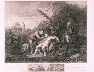 "Az irgalmas szamaritánus", 1772 alkotó: Ravend