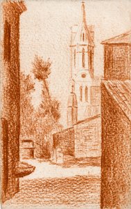 Templom (vörös kréta papírra) alkotó: Raymond Bonnefon