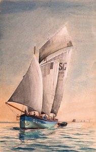 Gabarre a Gironde torkolatánál (gouache, papír)