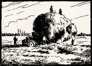 szénagyűjtemény (linómetszet)