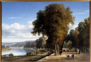 Séta a Saint Cloud Parkhoz: Raymond Esbrat (1809-1856) 1850 Roanne festménye. Musee Joseph Dechelette – Séta a Saint Cloud parkjában. Raymond Esbrat (1809-1856) festménye alkotó: Raymond Esbrat