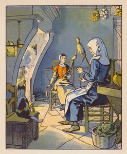 Jeanne A Domremy Avec Sa Mere (színes litográfia)