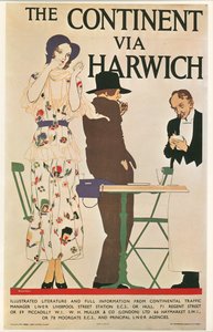 Reginald E. Higgins: Harwichon keresztül a kontinensre. Nagy-Britannia ... (litho)