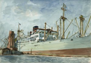 Gőzhajó és vontatóhajó alkotó: Reginald Marsh