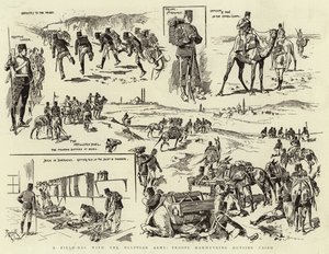 Egy terepnap az egyiptomi hadsereggel, csapatok manőverezése Kairó külterületén (metszet) alkotó: Reginald Thomas Cleaver