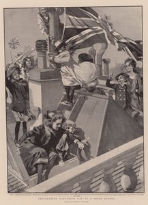 A Ladysmith-nap megünneplése egy leányiskolában (litográfia) alkotó: Reginald Thomas Cleaver