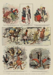 Hogyan ment el két kancelláriás gyám a Sziklás-hegységbe lövöldözni (színes litográfia) alkotó: Reginald Thomas Cleaver
