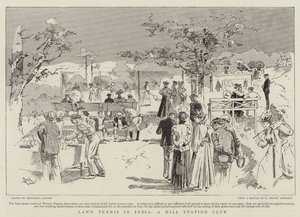 Gyeptenisz Indiában, egy hegyi állomás klubja (metszet) alkotó: Reginald Thomas Cleaver
