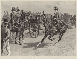 Viktória királynő a tisztelgésnél a múlt heti szemlén (metszet) alkotó: Reginald Thomas Cleaver