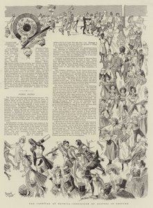 Az olimpiai karnevál, jelmezes korcsolyázók felvonulása (litográfia) alkotó: Reginald Thomas Cleaver