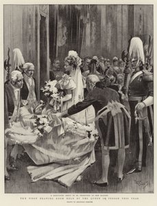 Az első szalon, amelyet a királynő személyesen tartott idén (litho) alkotó: Reginald Thomas Cleaver