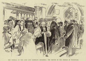 A néhai Lord Randolph Churchill temetése a woodstocki templomban (litho) alkotó: Reginald Thomas Cleaver