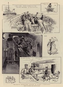 A haditengerészeti manőverek, tanulmányok egy csatahajó fedélzetén (litográfia) alkotó: Reginald Thomas Cleaver