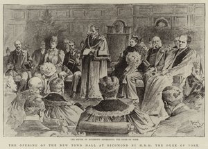 A richmondi új városháza megnyitása a York herceg által (lithó) alkotó: Reginald Thomas Cleaver